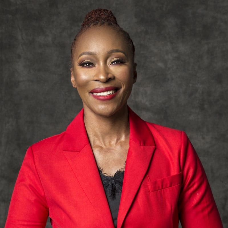 saray khumalo red blazer studio portrait